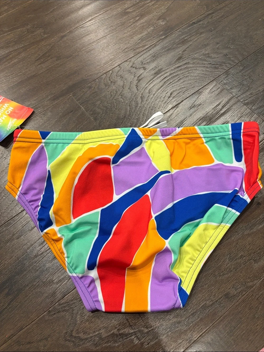 Speedo Endurance Puzzle, Pride, True Cobalt swim briefs,elastic drawcord waist